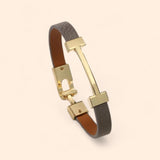 BLING Minimalist Skinny Leather Letter Gold Hardware Bracelet