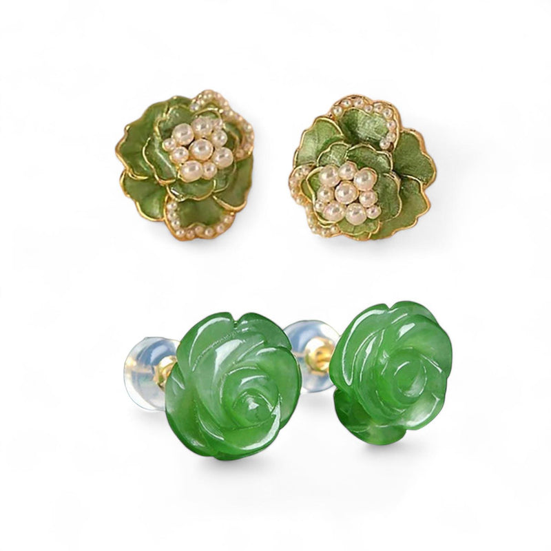 BLING Jade Color Dainty Stud Earrings