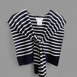 WRAP Stripes Shoulder Wrap Overlay Tie Knitted Cardigan
