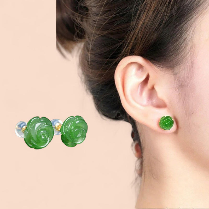 BLING Jade Color Dainty Stud Earrings