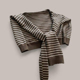 WRAP Stripes Shoulder Wrap Overlay Tie Knitted Cardigan