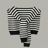 WRAP Stripes Shoulder Wrap Overlay Tie Knitted Cardigan