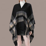 WRAP Warm Patterned Plaid Geometric Cape Shawl