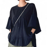 BLUSA Solid Flare Sleeve Blouse Top