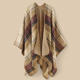 WRAP Warm Patterned Plaid Geometric Cape Shawl