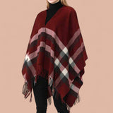 WRAP Warm Patterned Plaid Geometric Cape Shawl