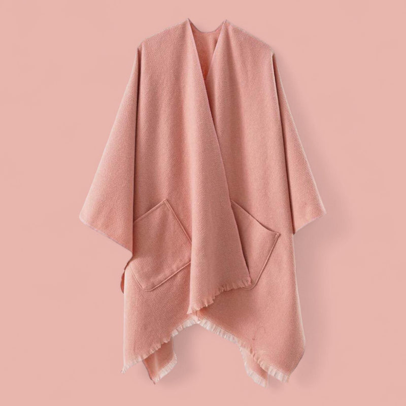 WRAP Warm Plain Cape Shawl with Pockets