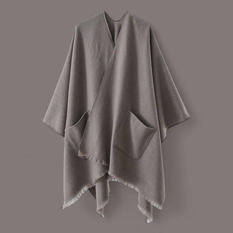 WRAP Warm Plain Cape Shawl with Pockets