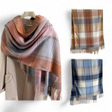 WRAP Warm Plaid Vintage Tassel Cozy Rectangular Shawl