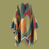 WRAP Warm Patterned Plaid Geometric Cape Shawl