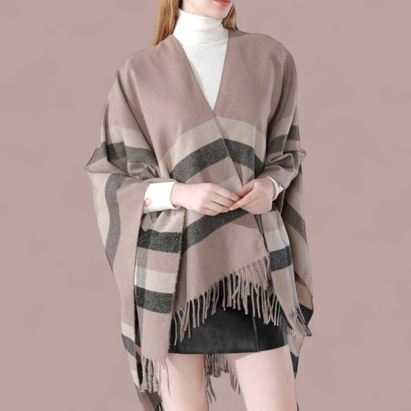 WRAP Warm Patterned Plaid Geometric Cape Shawl