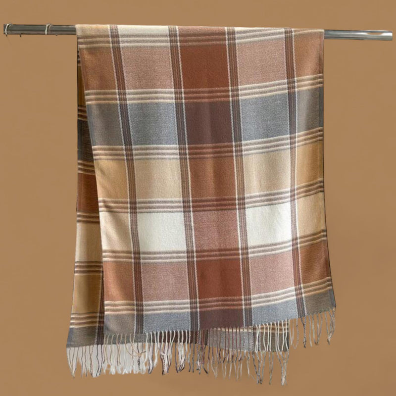 WRAP Warm Plaid Vintage Tassel Cozy Rectangular Shawl