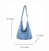 BOLSO Denim Twill Large Hobo Casual Utility Unisex Shoulder Crossbody Bag