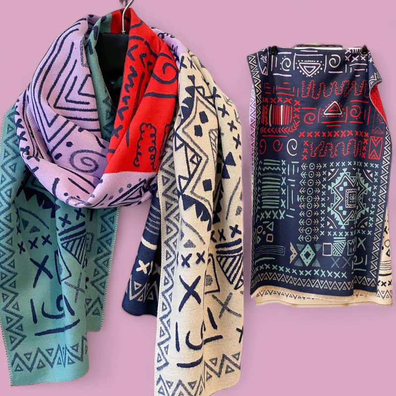 PREORDER WRAP Warm Jacquard Shawl Scarf