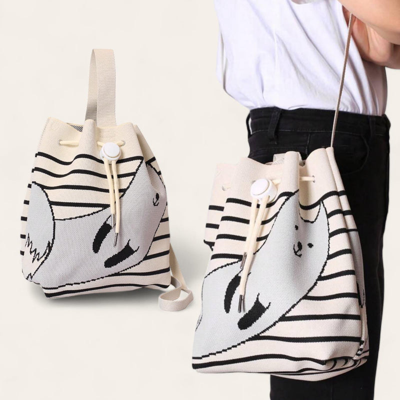 BOLSO LOOM Knitted Cute Pattern Bucket Bag