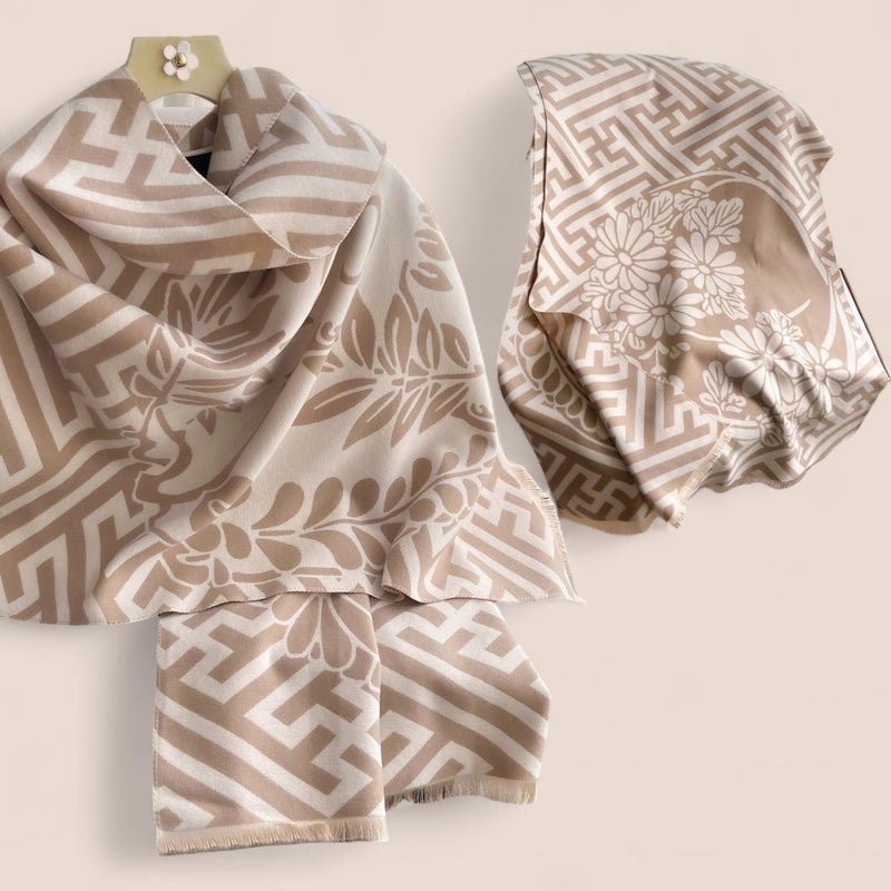 PREORDER WRAP Warm Jacquard Shawl Scarf