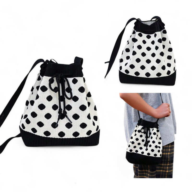 BOLSO LOOM Knitted Cute Pattern Bucket Bag