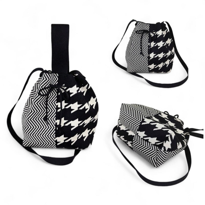 BOLSO LOOM Knitted Cute Pattern Bucket Bag