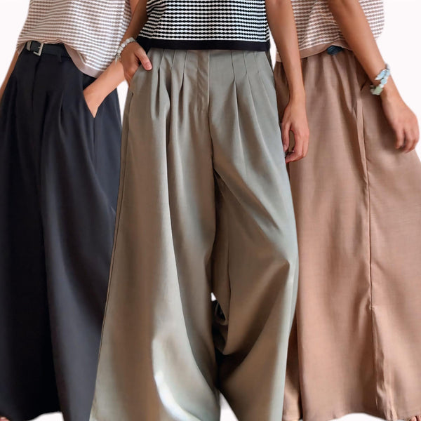 GBOSS Wide Leg Pants with Belt