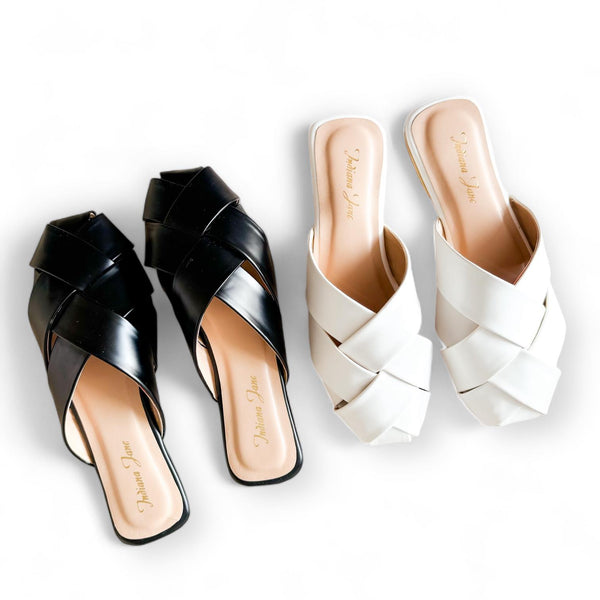 SANSA Weaved Leather Flat Mules