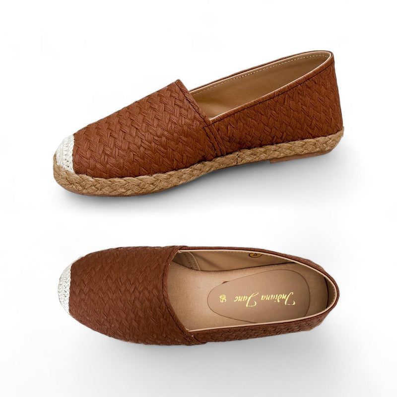 AZELEA Weave Texture Leather Abaca Espadrilles