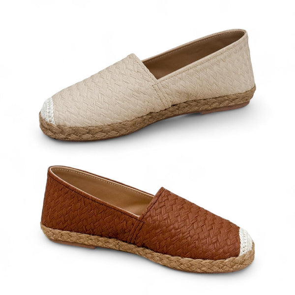 AZELEA Weave Texture Leather Abaca Espadrilles