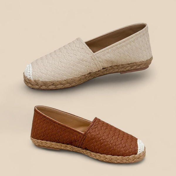 AZELEA Weave Texture Leather Abaca Espadrilles