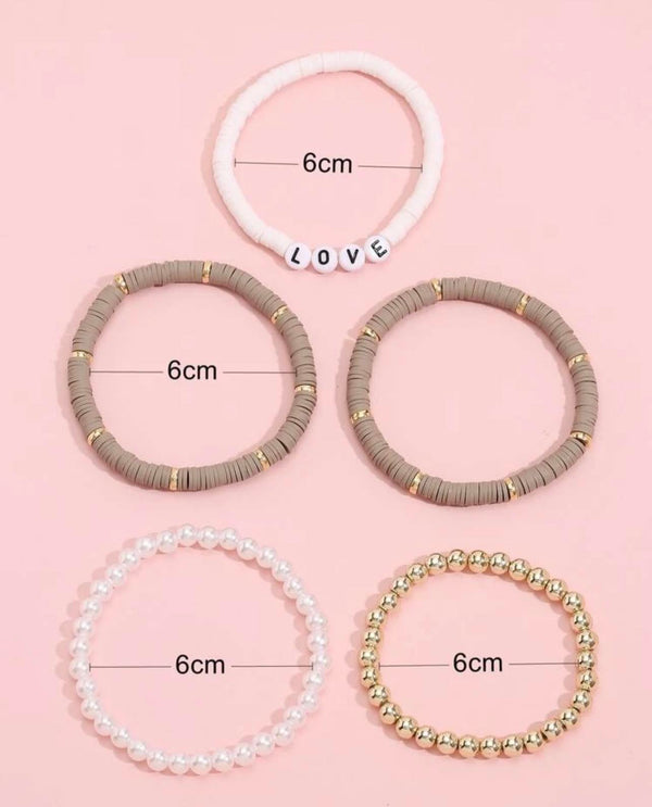 BLING 5pc Love Boho Muted Bracelet Set