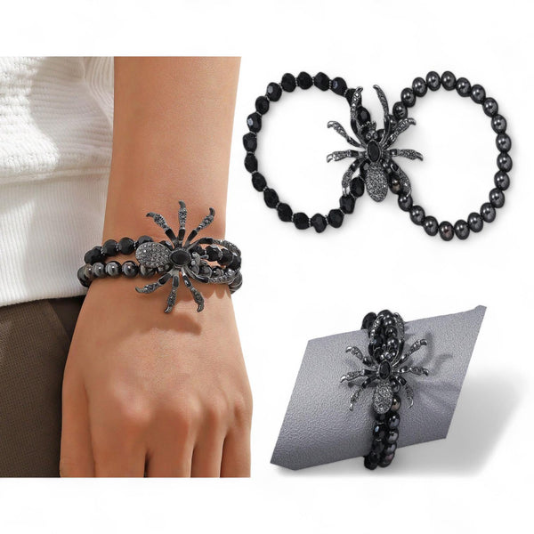 BLING Spider Bespoke Crystal Beaded Costume Halloween Punk Bracelet