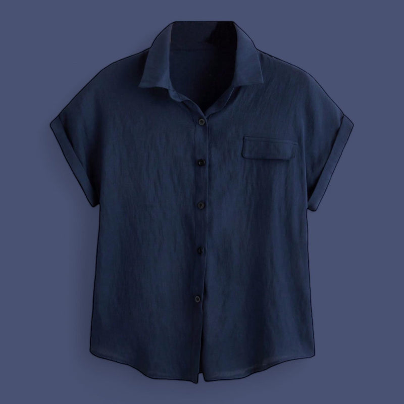 BLK Woven Solid Collar Buttondown Square Shirt Top