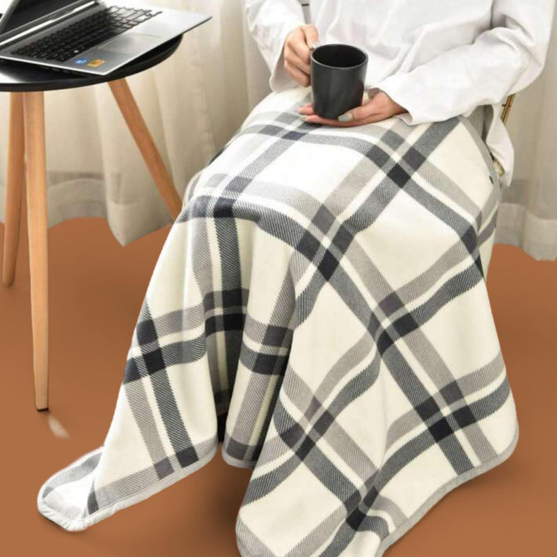 WRAP Warm Fleece Plaid Reversible Pocho Blanket Shawl