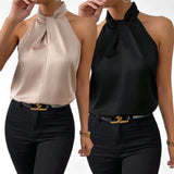 GBOSS Satin Halter Neck Elegant Blouse Top