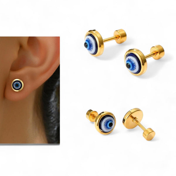 BLING 18k Plated Evil Eye Earrings