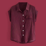 BLK Woven Solid Collar Buttondown Square Shirt Top