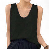 BLK Knit Textured Cotton Low Neck Casual Tank Top