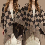 WRAP Warm Patterned Plaid Geometric Cape Shawl