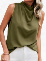 GBOSS Satin Soft Military Cowl Elegant Blouse Top