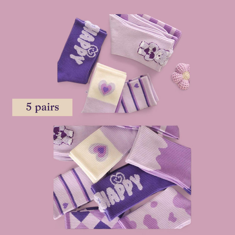 FOOTSIES Purple Set Edition Graphic Crew Socks