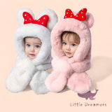 LITTLE DREAMERS Fluffy Cute Hood Warm Head Wrap for Kids