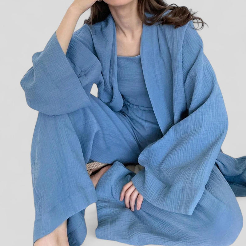 SWEET DREAMS Knit Lounge Belted Robe Long Pants Set Night Wear