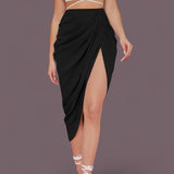 BLK Ruched High Slit Midi Skirt