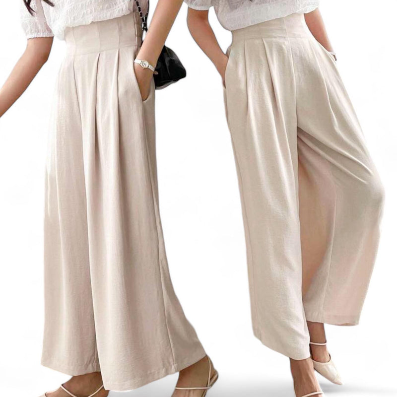 GBOSS Minimalist Loose Tailored Casual Woven Wide Leg Pants