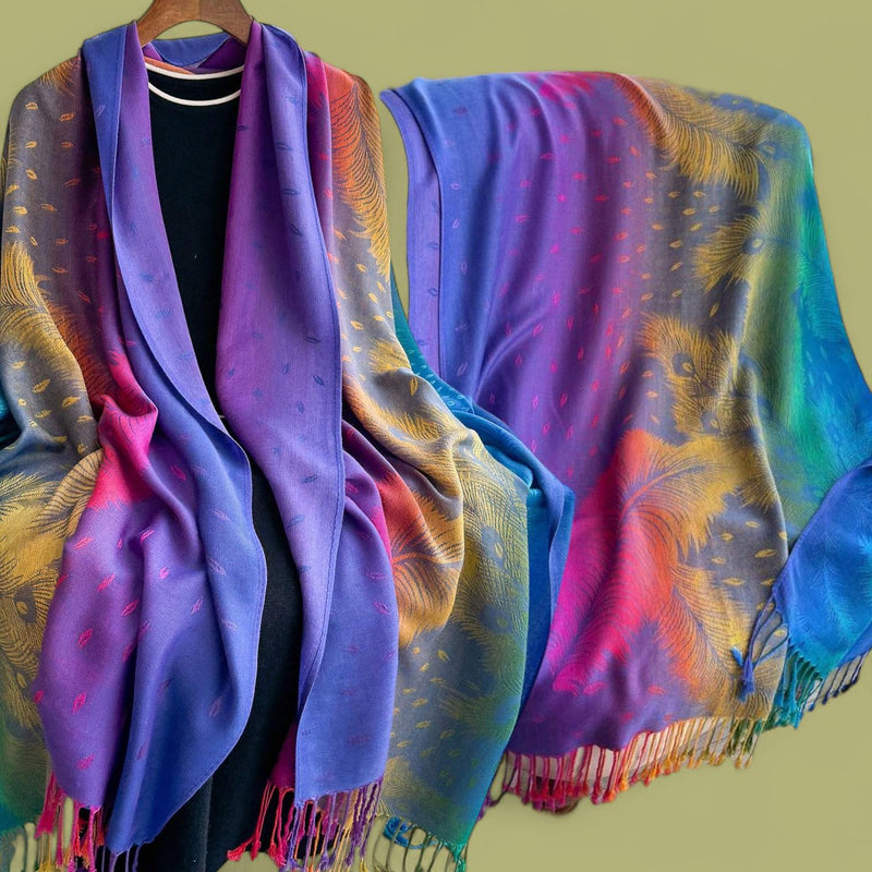 WRAP Ethnic Bohemian Vibrant Ombre Light Weight Rectangular Scarf Shawl