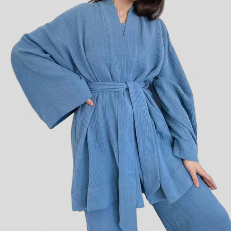 SWEET DREAMS Knit Lounge Belted Robe Long Pants Set Night Wear