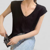 BLK V Neck Square Textured Knit Top