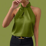 GBOSS Satin Halter Neck Elegant Blouse Top