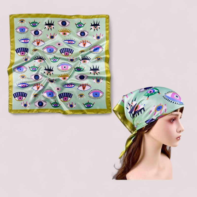 WRAP Silky Evil Eye Print Bandana Scarf