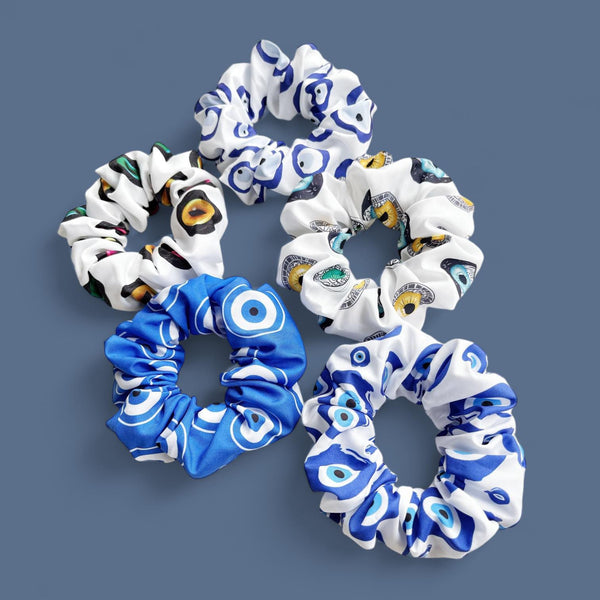 TRIX 5pcs Evil Eye Printed Scrunchy Set