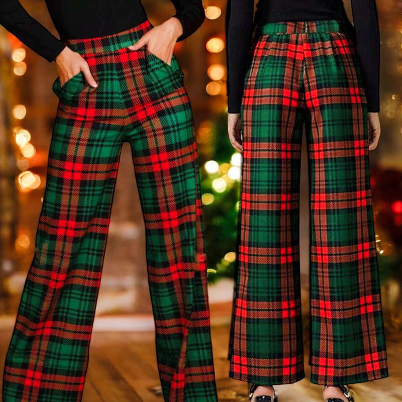 GYPSY Retro Plaid Straight Leg Trouser Pants