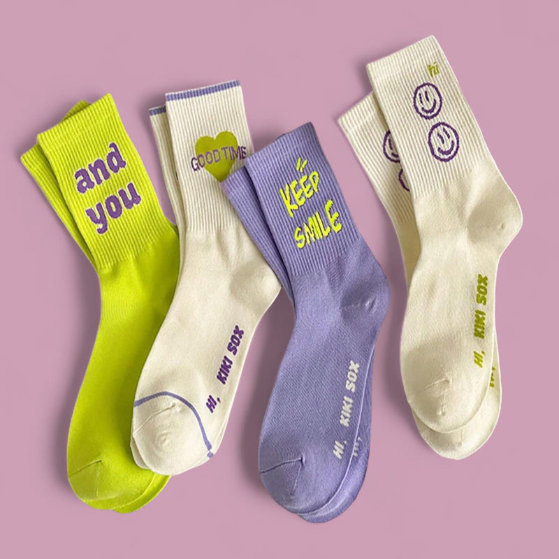 FOOTSIES Purple Set Edition Graphic Crew Socks